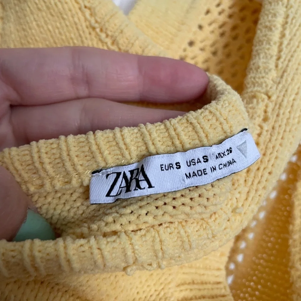 Zara Women’s Size Small Yellow Knit Sleeveless Polo Mini Dress